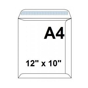 White Envelopes, 100gsm, (A4) 12" x 10" [Pack/250]