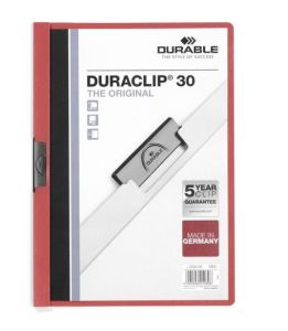 Durable 2200 DuraClip File, A4, 30 Sheets, Red