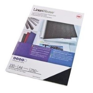 GBC LinenWeave Thermal Binding Covers, 6mm, Black [Box of 100]