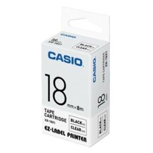 Casio XR-18X1 Tape Cassette, 18mm X 8mm, Black on Clear