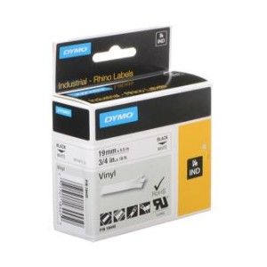 Dymo 18445 Vinyl Tape - Black on White 3/4" [19mm X 5.5m]