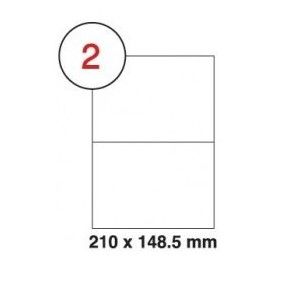 210 X 148.5mm White A4 Labels, 2 Per Sheet - Pack of 100 Sheets [200 Labels]