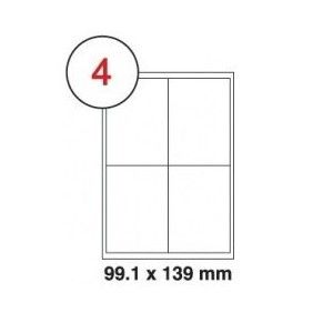 99.1 x 139mm White A4 Labels, 4 Per Sheet - Pack of 100 Sheets [400 Labels]