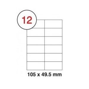 105 X 49.5mm White A4 Labels, 12 Per Sheet - Pack of 100 Sheets [1200 Labels]