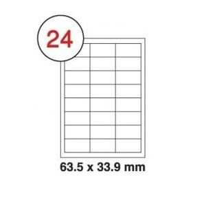 63.5 X 33.9mm White A4 Labels, 24 Per Sheet - Pack of 100 Sheets [2400 Labels]