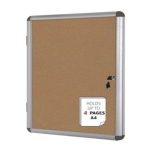 Bi-Office Lockable Cork Notice Board, 500 x 674mm [4 x A4]