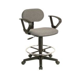 Drafting Chair, Adjustable Height, W/ Arms, Fabric Grey - TAIWAN