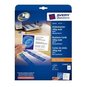 Avery C32010-25 Double Sided Business Cards Matt, 185g [PK/250]