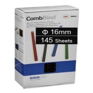 Plastic Binding Combs PK/100 16mm (145 Sheets) Black