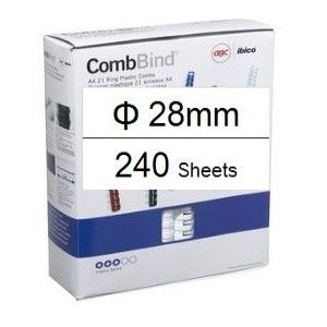 Plastic Binding Combs PK/50 28mm (240 Sheets) White