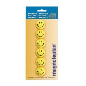 Magnetoplan Smiley Magnets 30mm Yellow 6/Pack