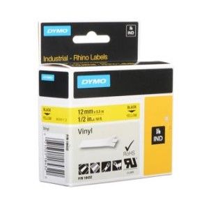 Dymo 18432 Vinyl Tape - Black on Yellow 1/2" [12mm X 5.5m]