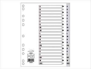 Index Divider, PVC Grey, A4, A-Z 