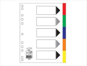 Index Divider, PVC Color, A4, 5 Tabs 