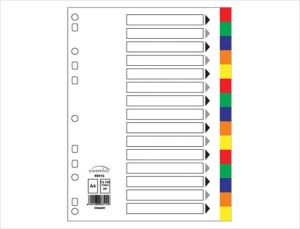 Index Divider, PVC Color, A4, 15 Tabs 