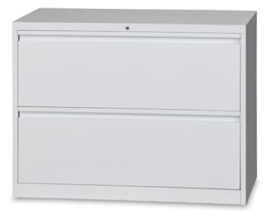Metal Lateral Filing Cabinet 2-Drawer Grey 