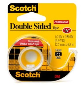 3M Scotch 136 Double Sided Tape with Plastic Dispenser, 1/2" X 250"