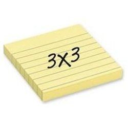 Post-it® Notes 3"x3", Canary Yellow, Lined, 100 Sh/Pad, [Ref: 630SS]