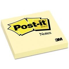 Post-it® Notes 3" x 3", Canary Yellow, 100 Sh/Pad, [Ref: 654]