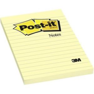 Post-it® Notes 4" x 6", Canary Yellow, Lined, 100 Sh/Pad, [Ref: 660]