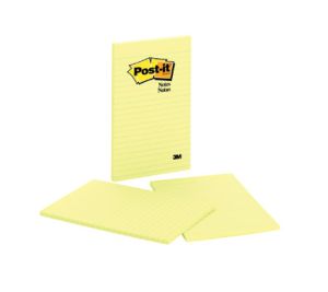 Post-it® Notes 5"x8", Canary Yellow, Lined, 50 Sh/Pad, [Pack of 2 Pads]. [Ref: 663]