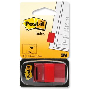 Post-it® Flags, 25x43mm, Red, 50Flags w/dispenser, [Ref: 680-1]