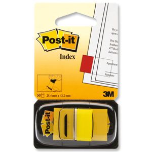 Post-it® Flags, 25x43mm, Yellow, 50Flags w/dispenser, [Ref: 680-5]