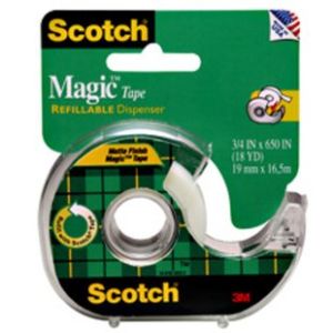 3M Scotch 105 Magic Tape, with Plastic Dispenser 3/4" X 300"