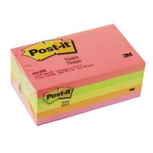 Post-it® Notes 3"x5", Neon Colors, 100 Sh/Pad, 5 Pads/ Pack, [Ref: 655-5PK]