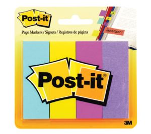 Post-it® Page Markers, 4 x 50 sh/Pack, 7/8" x 2 7/8" Ultra Colors [671-4AU] 