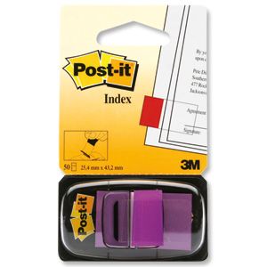 Post-it® Flags, 25x43mm, Purple, 50Flags w/dispenser, [Ref: 680-8]