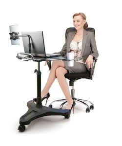 Aidata LPD302P Mobile Laptop Sit/ Stand Workstation with Tablet Holder Black