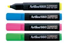 Artline 660 Fluorescent Highlighters, [Wallet of 4] B/G/Y/P