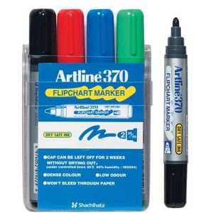 Artline 370 Flipchart Marker Bullet Assorted Wallet of 4