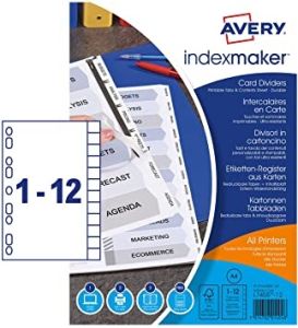 Avery 01640061 IndexMaker Dividers, 12 Tabs with Clear Tab Labels