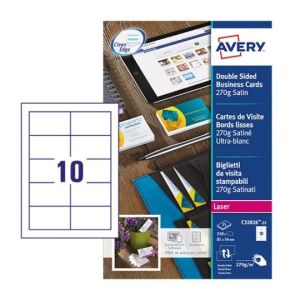 Avery C32026-25 Heavyweight Satin Business Cards Pack of 250 Cards 