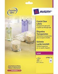 Avery® L7781-25 Crystal Clear Labels, 45.7 x 25.4 mm, [Pack of 25] 1000 Labels