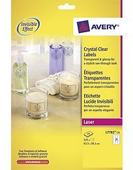 Avery® 7782-25 Crystal Clear Labels, 63.5 x 38.1 mm, [Pack of 25] 525 Labels