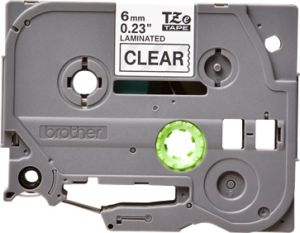 Brother TZ-111 P-touch® Label Tape, 6mm, (1/4"), Black on Clear