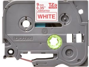 Brother TZ-222 P-touch® Label Tape, 9mm, (3/8"), Red on White 