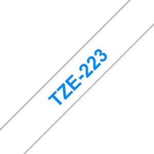 Brother TZ-223 P-touch® Label Tape, 9mm, (3/8"), Blue on White 