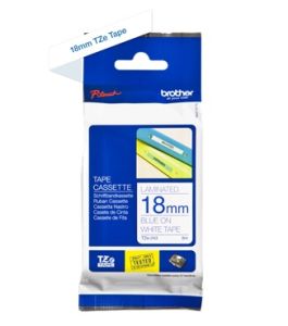 Brother TZ-243 P-touch® Label Tape, 18mm, (3/4"), Blue on White