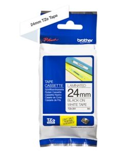 Brother TZ-251 P-touch® Label Tape, 24mm, (1"), Black on White