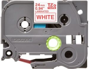 Brother TZ-252 P-touch® Label Tape, 24mm, (1"), Red on White 