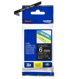 Brother TZ-315 P-touch® Label Tape, 6mm, (1/4"), White on Black