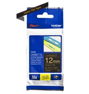 Brother TZ-334 P-touch® Label Tape, 12mm, (1/2"), Gold on Black