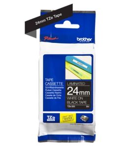 Brother TZ-355 P-touch® Label Tape, 24mm, (1"), White on Black