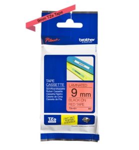 Brother TZ-421 P-touch® Label Tape, 9mm, (3/8"), Black on Red