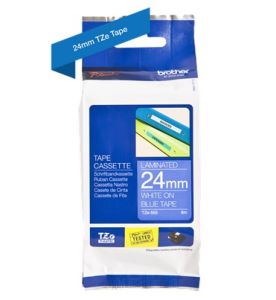 Brother TZ-555 P-touch® Label Tape, 24mm, (1"), White on Blue