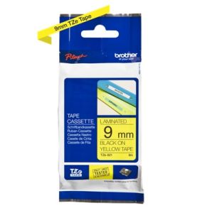 Brother TZ-621 P-touch® Label Tape, 9mm, (3/8"), Black on Yellow